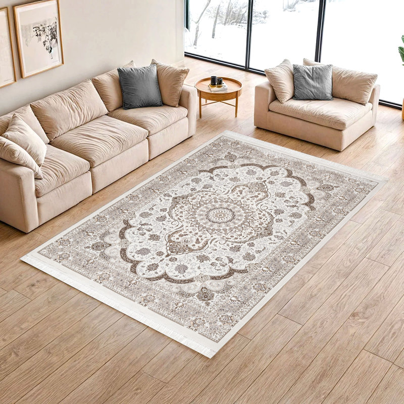 Rectangle Floral Flatweave Berber Indoor / Outdoor, BEIGE, 120 X 170 CM