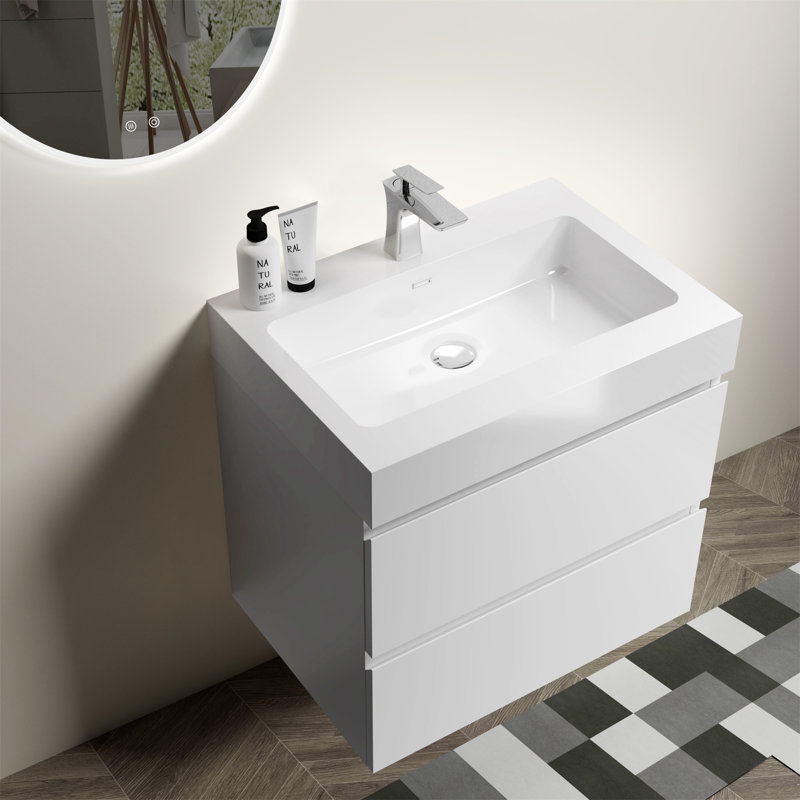Meuble-lavabo blanc 24 po avec lavabo Rosaleen
