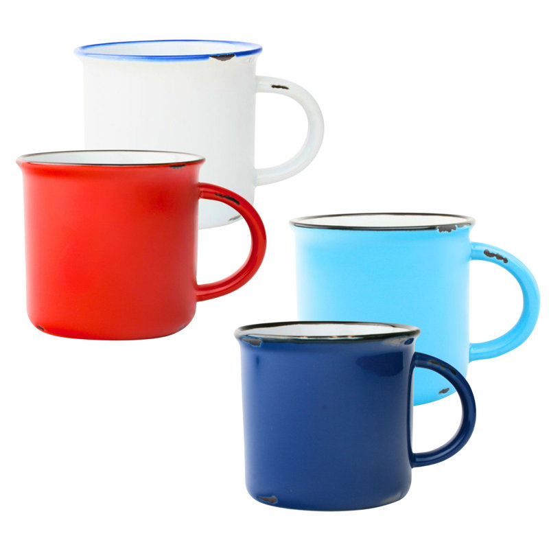 Tasse à café en grès 16 oz Canvas Home, Blanc / bleu / bleu marine / rouge