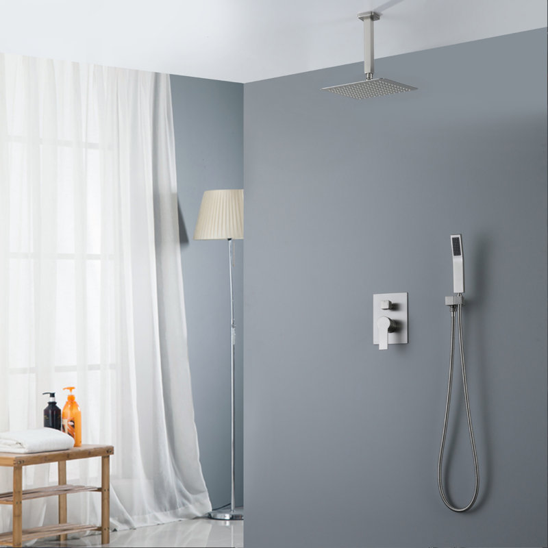 Système de douche complet avec valve brute, Nickel brossé