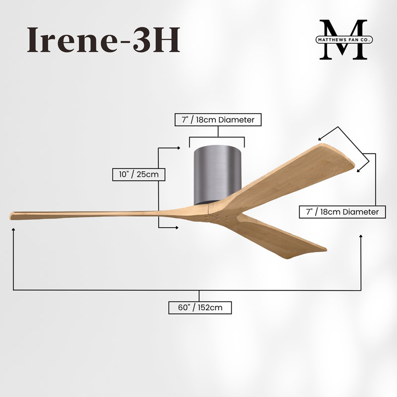 Irene Ceiling Fan, Brushed Pewter, Light Maple Tone, 60"