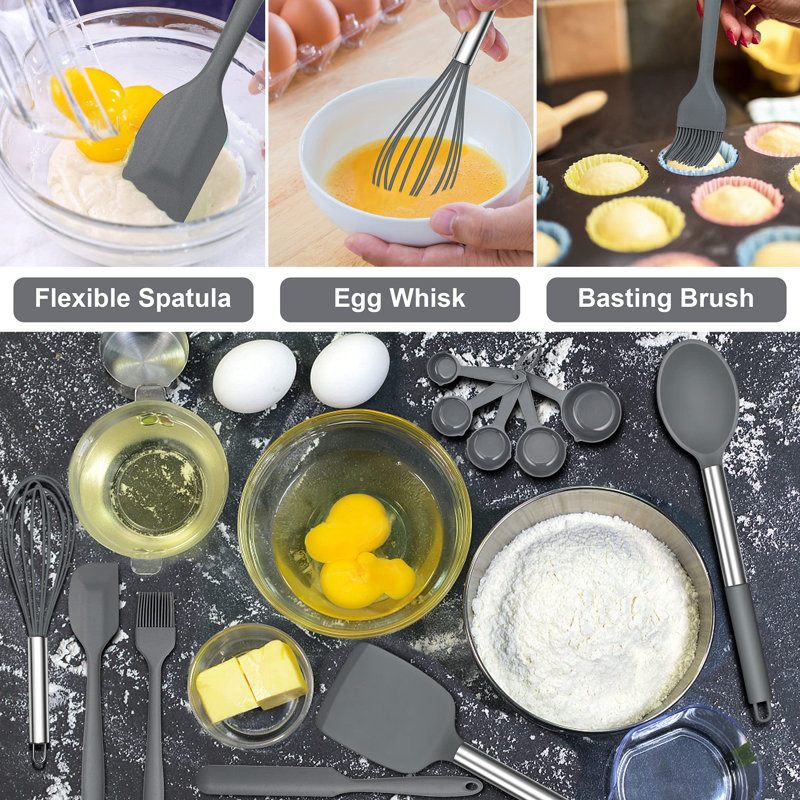 25-Piece Silicone Cookware Set, Grey