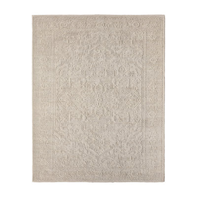 Pranhita APS04 Tapis ivoire damas noué à la main (échantillon de 18 pouces)