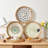 Round Rattan Tray With Mother Of Pearl Inlay, Rattan Serving Tray With Wooden Base, Decorative Wicker Basket For Table Decor, Storage And Display Of Coffee Bread Food Fruit (Leaf)