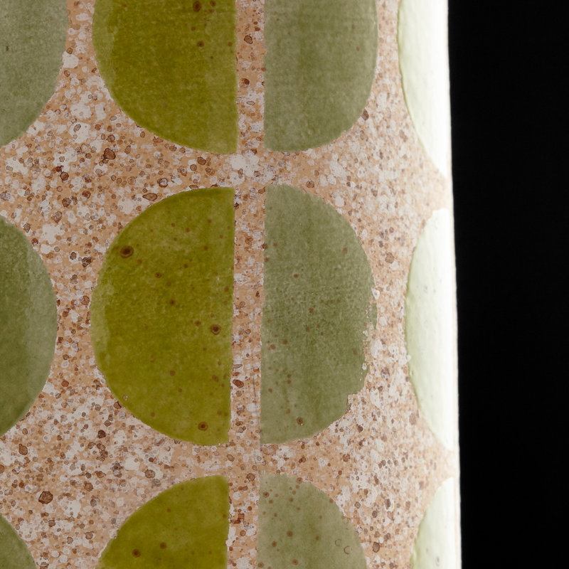 Creamy White Ceramic Decorative Table Vase with Circular Patterns