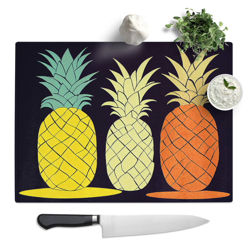 Abstract Pineapple Art Vol.2  Glass Chopping Board