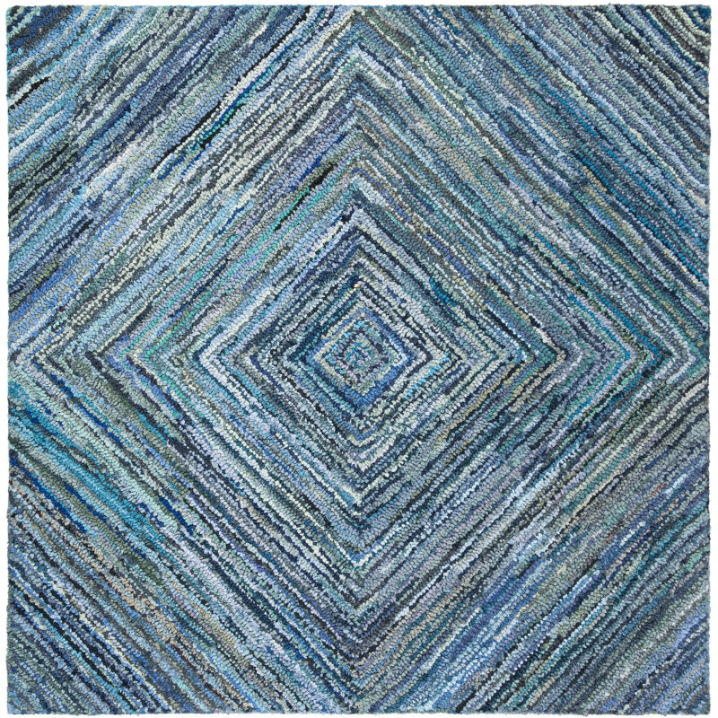 Baum Hand Tufted Cotton Geometric Rug, Square 6'