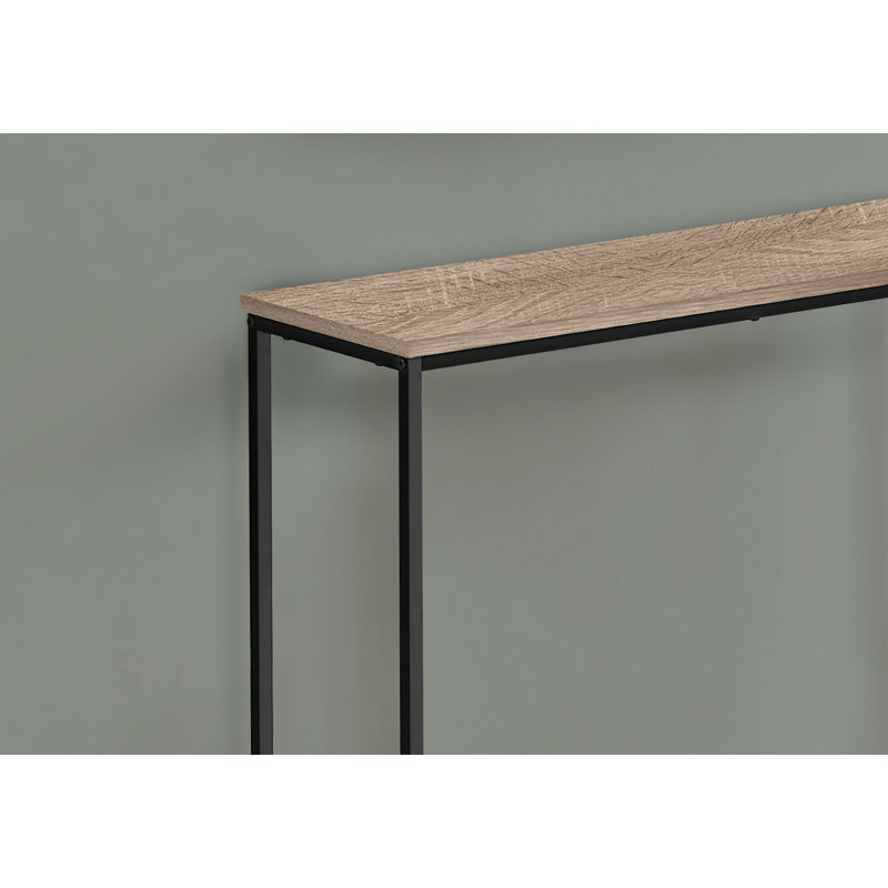 Narrow Console Entryway Accent Table - Modern Brown Laminate/Metal For Living Room Or Bedroom | Gift Idea, Black, Taupe