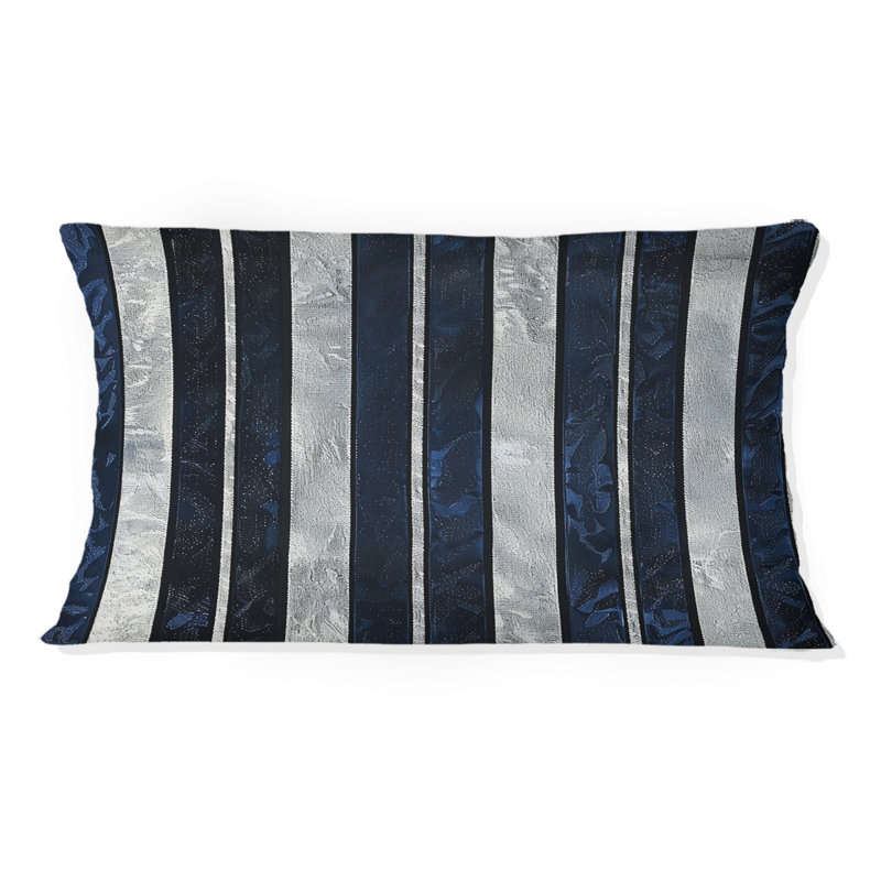 Coussin lombaire glamour Pinstripe I - Glam, Bleu / argent