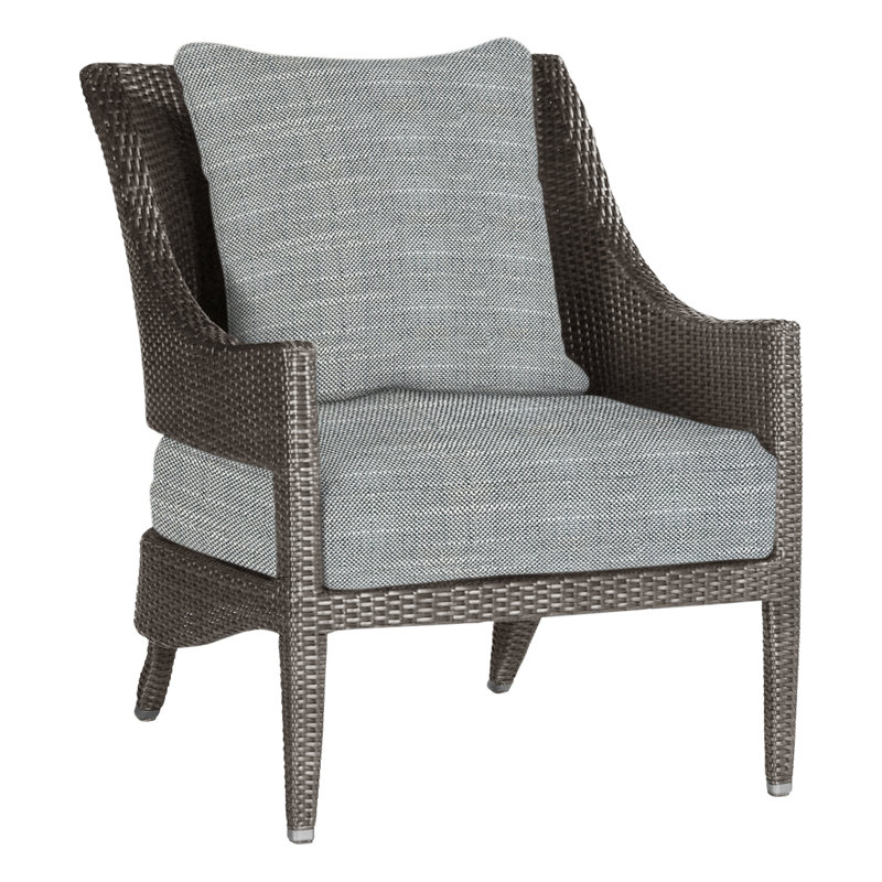 Athena Patio Lounge Chair with Cushions, Rollo Silver, No Welt, Black Walnut