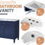 Meuble-lavabo moderne de 36 po avec pharmacie et miroir, bleu rectangulaire, tiroirs à fermeture douce, rangement pour miroir de lavabo de construction, forme rectangulaire, portes, idéal pour le rangement-567614422