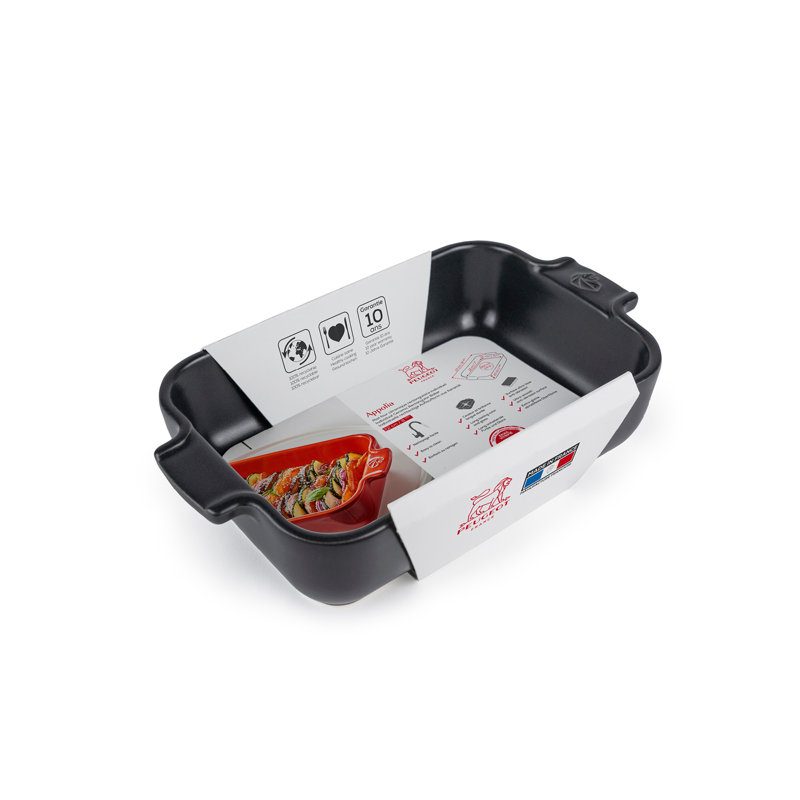 Peugeot Appolia Rectangular Ceramic Baking Dish, Slate, 1.75" H x 8.5" W x 4.75" D
