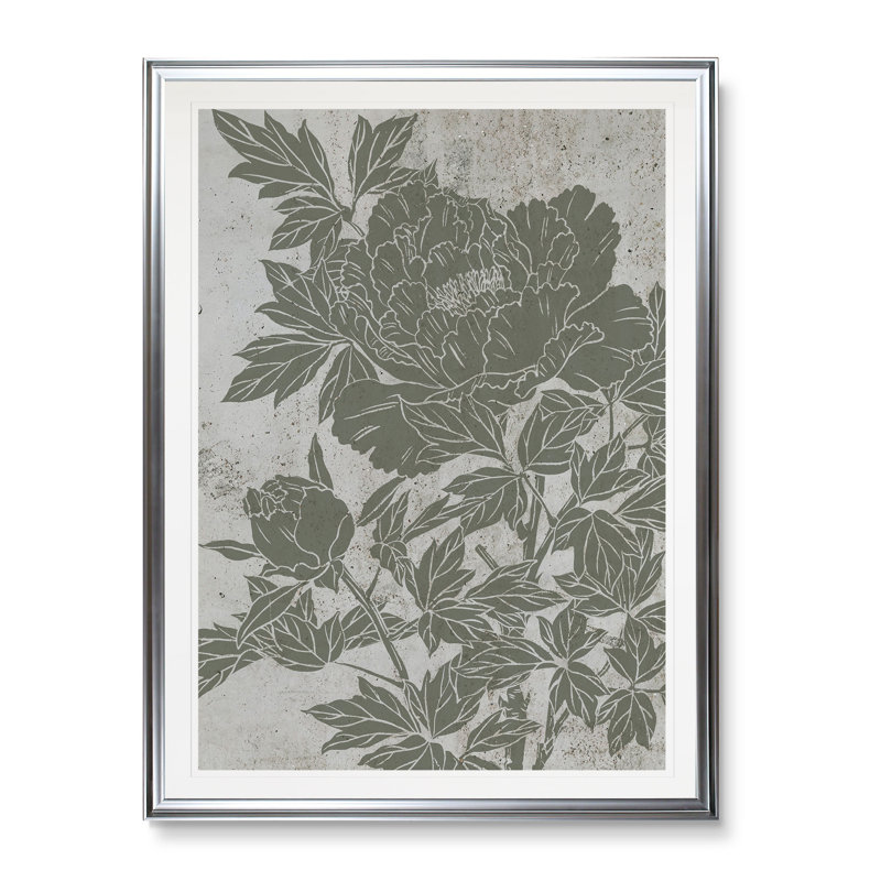 Blooming pivoine II - impression, H 30 po x l 22 po x P 1,5 po, Cadre argenté