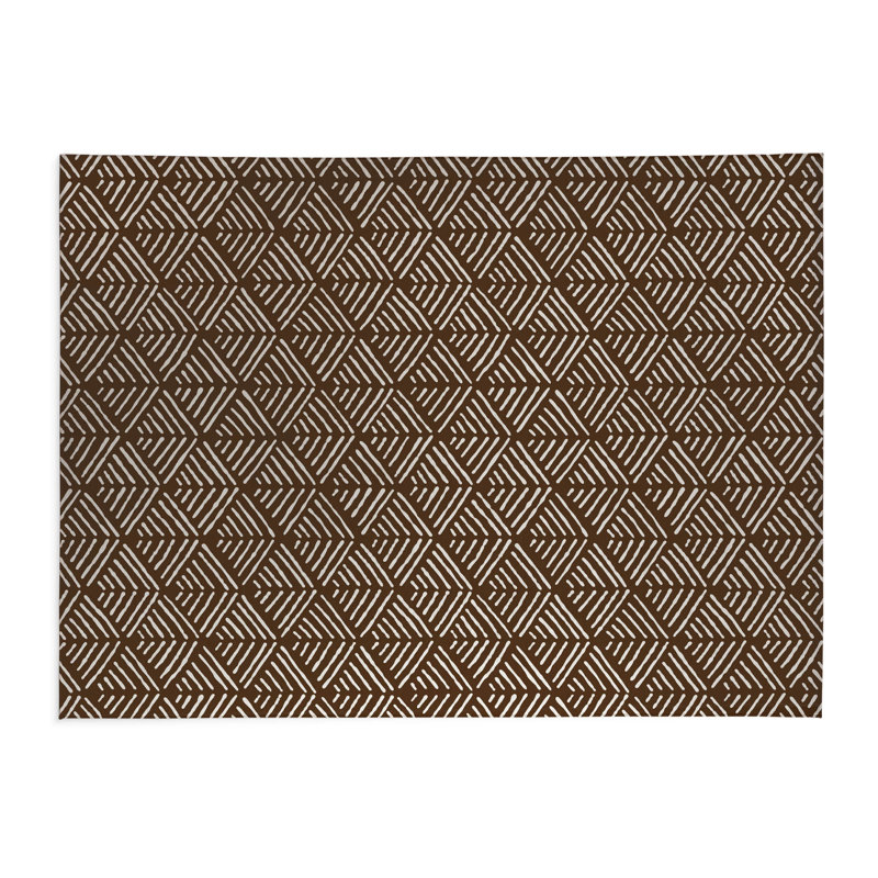Tribal Dreamer Low Profile Kitchen Mat, Mocha Brown, Rectangle 5' x 7'