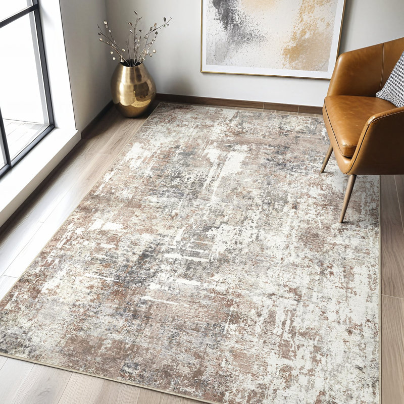Modern Abstract Area Rug Non Slip Machine Washable Rugs Soft Low Pile Ultra Thin Floor Mat for Living Room, Bedroom