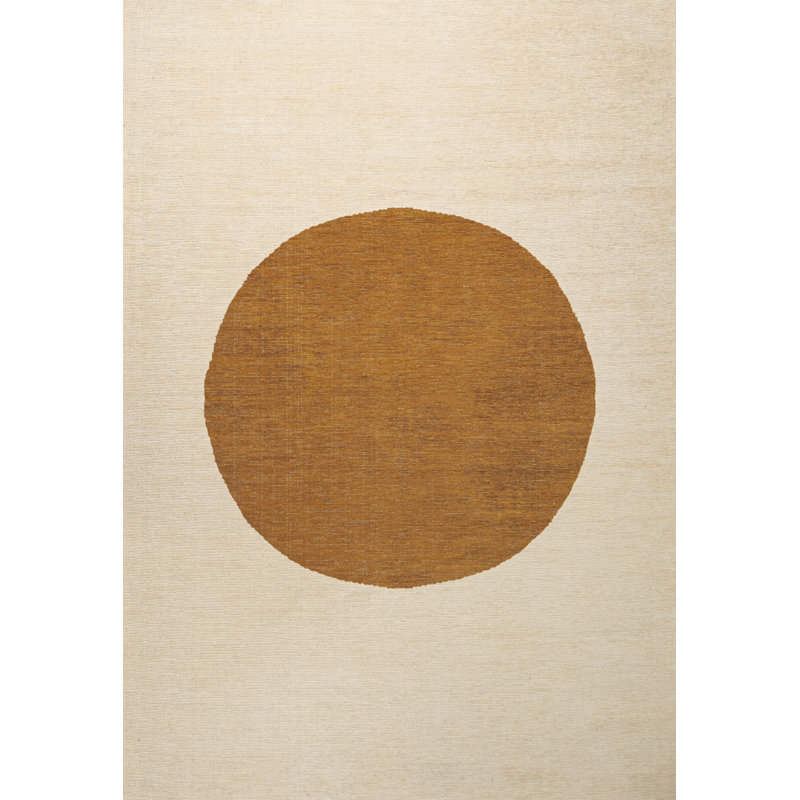 Cirkel Minimalist Geometric Dot Machine-Washable Cream/Terracotta Rug, Rectangle 8'10" x 12'