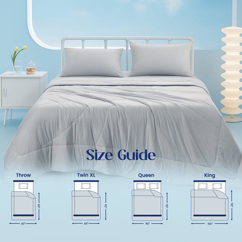 Soft Double Sided Bed Cooling Comforter for Hot Sleepers Night Sweats, Q-Max > 0.45, Queen, Gray