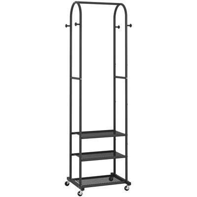 Support à vêtements avec roulettes eavy Duty, support à vêtements moderne avec 3 tablettes en métal, support de présentation de 71,8 pouces pour suspendre les vêtements, tringle pour petits espaces