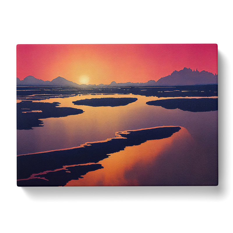 Mind Blowing Ocean Beach Sunset - Wrapped Canvas Print, 35cm H x 50cm W x 3cm D