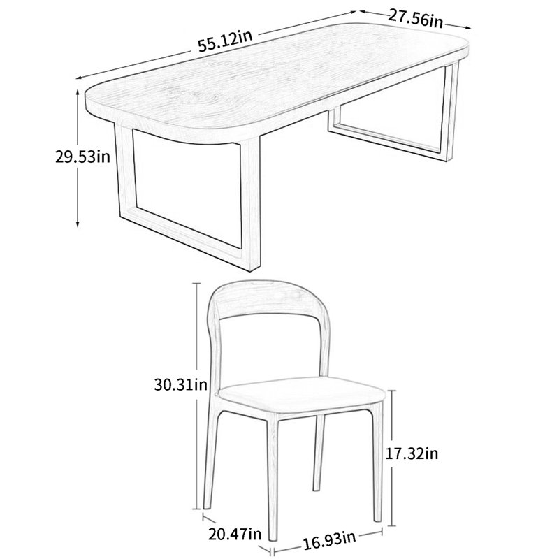 Ensemble de salle à manger Janyra, H 29,53 po x L 55,12 po x l 27,56 po