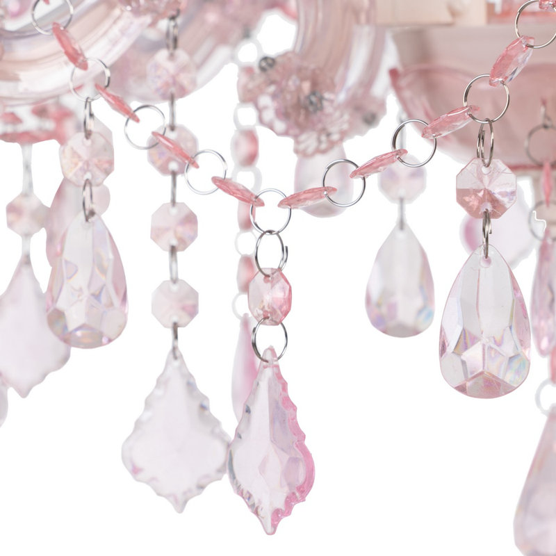 Chaney 5 - Light Candle Style Chandelier, Pink
