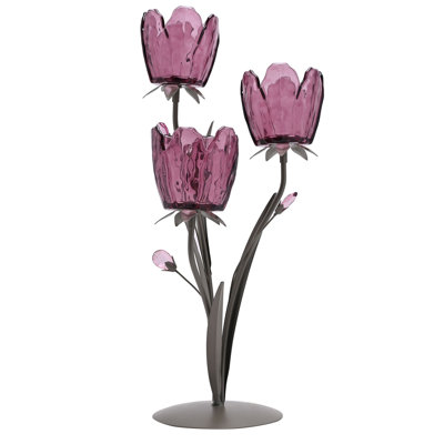 44.4Cm Glass Metal Tabletop Votive Holder