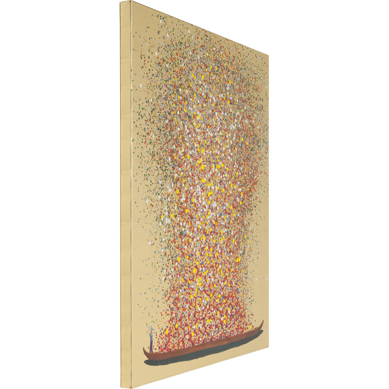 Canvas Picture Flower Boat, 100cm H x 80cm W x 3.5cm D, Gold/Red