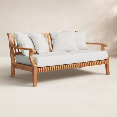Blytheville 67.75" Wide Outdoor Teak Patio Daybed with Cushions by Lark Manor