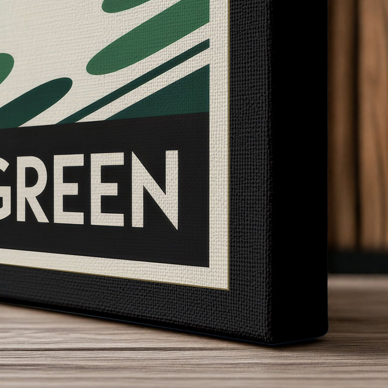 Evergreen Falls Art Deco - Wrapped Canvas, 24x16 - 61.0 x 40.6 cm, Black Border