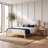 Norvik Solid Wood Queen Bed Frame With Cream Upholstered Headboard