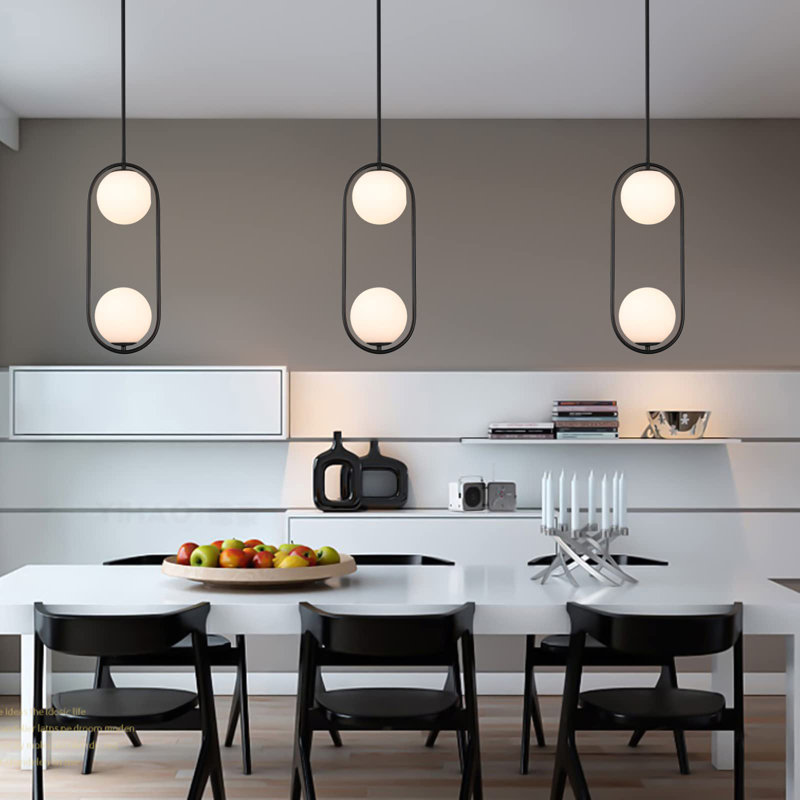 Luminaire suspendu 2 lumières Gamba, Noir