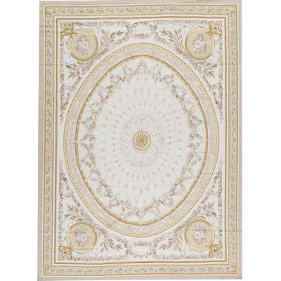 Tapis beige et beige noué à la main de haute qualité