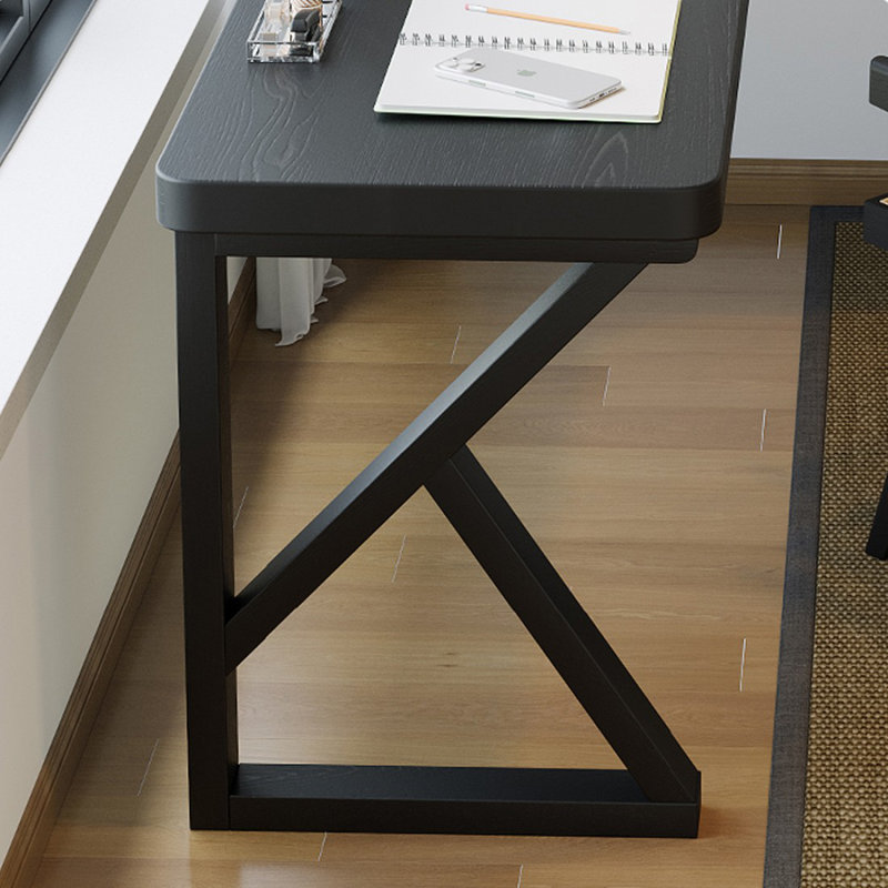 Bureau d'écriture rectangulaire en bois massif noir, H 29,53 po x l 62,99 po x P 39,37 po, Orienté à droite