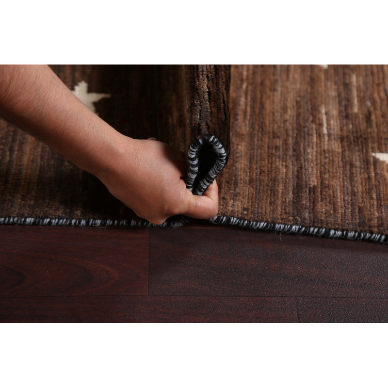 Tapis bleu en laine noué à la main de conception unique 8 pi 5 po x 11 pi 3 po