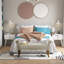 Banc de salon beige avec accoudoirs arrondis - Traditionnel pour une entrée à atmosphère sereine dans un design rembourré et une entrée accueillante