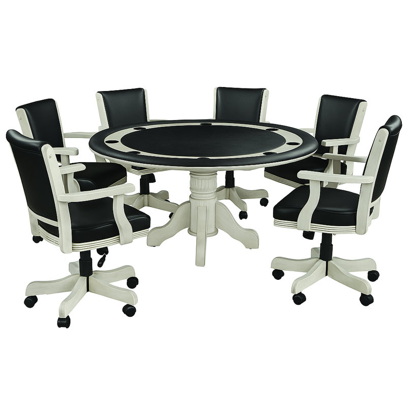 Table de jeu 60 po 2 en 1 blanc antique - avec six chaises de jeu assorties par Ram