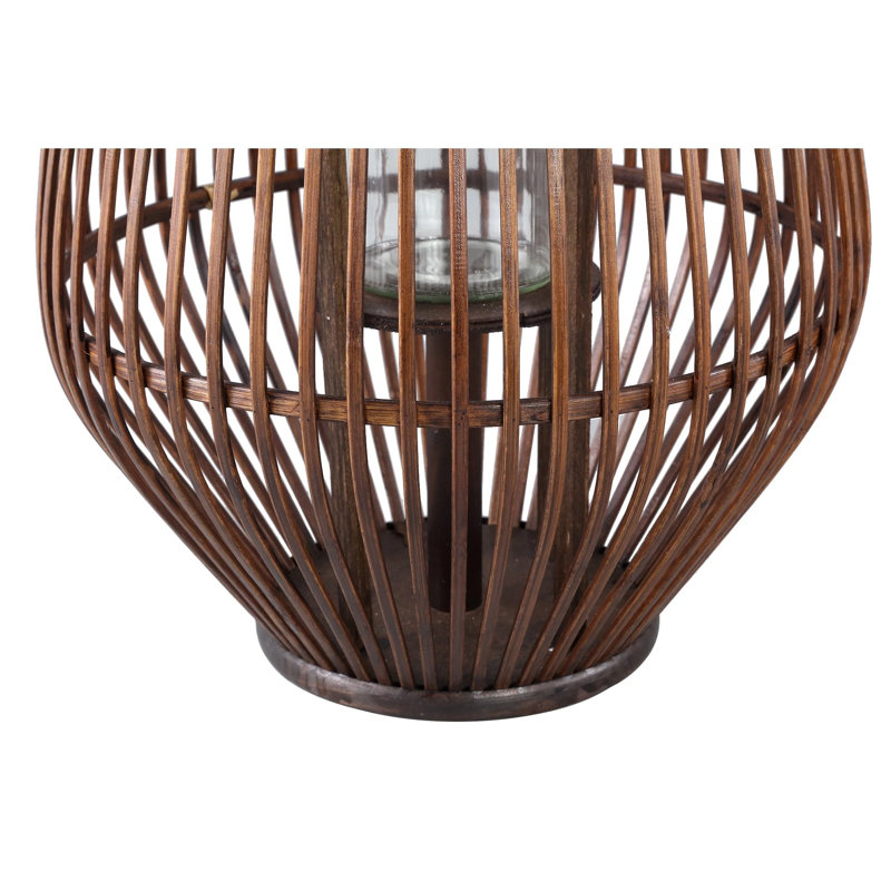 48cm Glass Floor Lantern, Brown, 68cm H x 35cm W x 35cm D