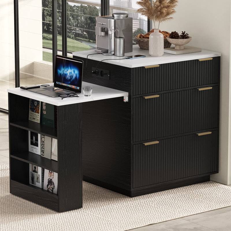 127.5 cm W Kitchen Island with, Black