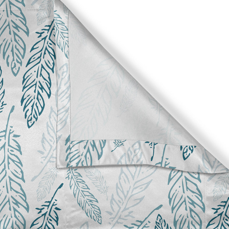 Rustic curtain with feathers and dark blue teal