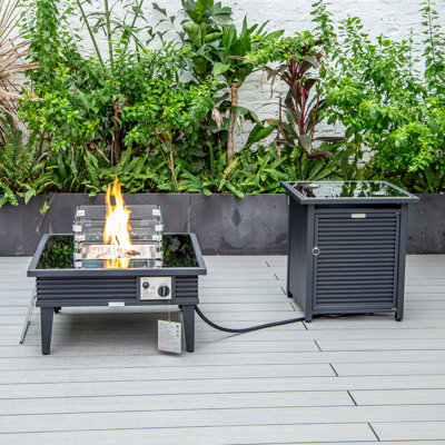 Table de foyer d'extérieur au propane avec couvercle H 20 po x l 26,8 po Walbrooke