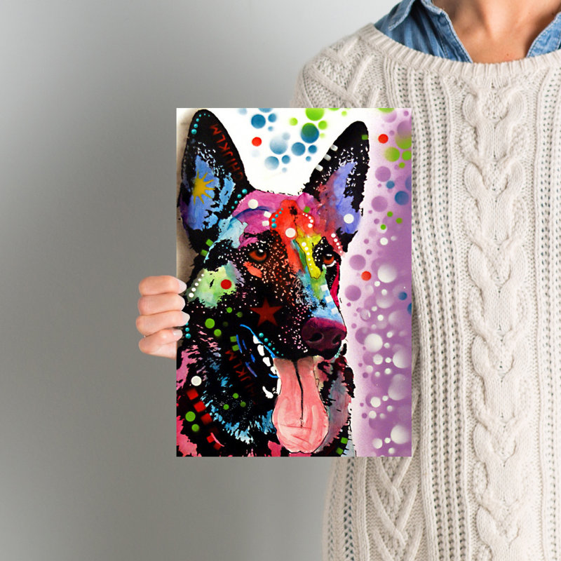 Berger allemand, impression sur toile tendue, H 12 po x l 8 po x P 0,75 po, Toile tendue