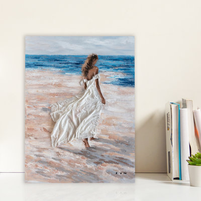 " Barefoot Girl On The Beach " Painting Print