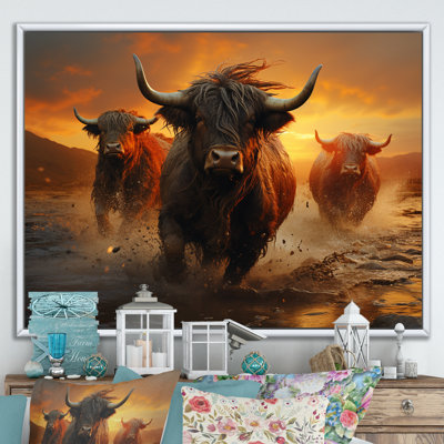 «Expressionist Yaks Horizon I» sur toile