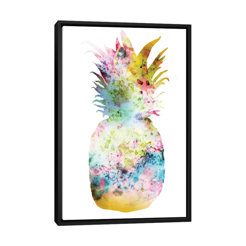 «Pineapple II», impression sur toile, H 26 po x l 18 po x P 1,5 po, Toile avec cadre noir, Pas de tapis