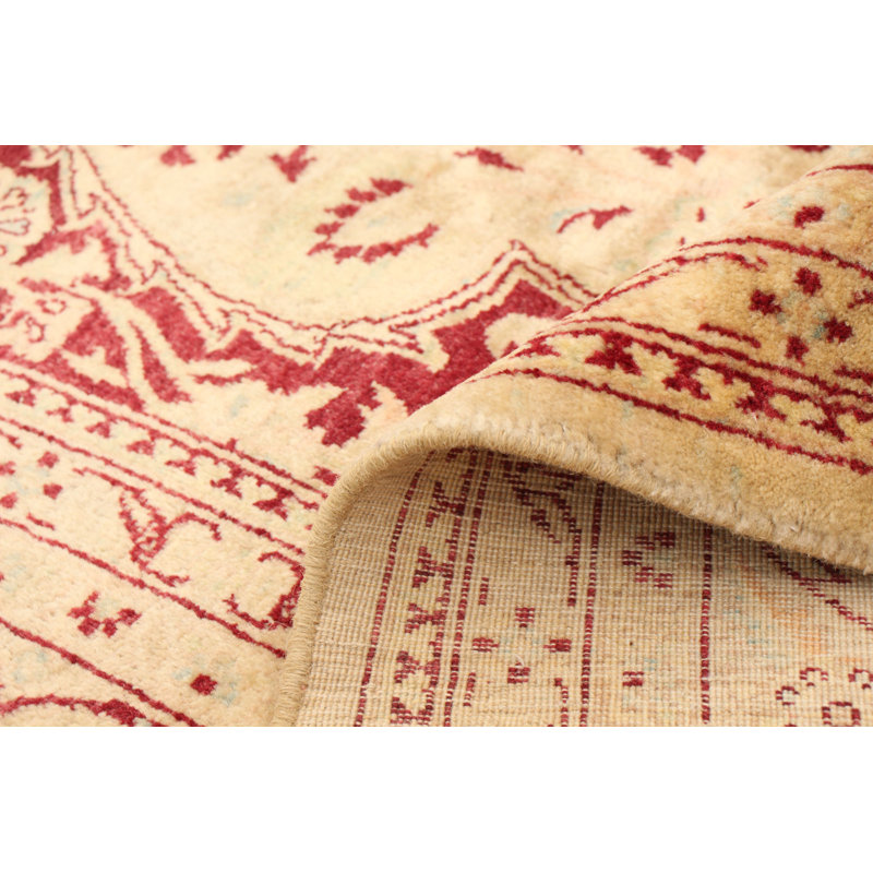Tapis décoratif en laine noué à la main de conception unique new age de style perse pakh 18/20 ivoire 6 pi 1 po x 9 pi 1 po