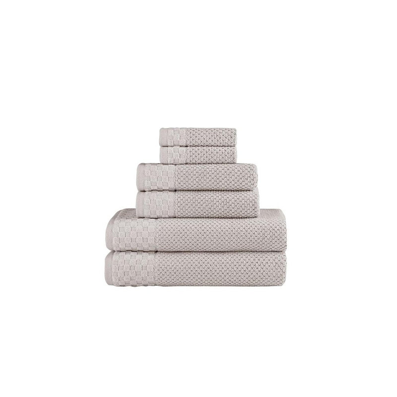 Deacon 100% Cotton Plush Jacquard Mulit-Size Set, Light Gray