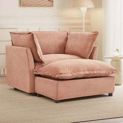 Canapé moderne avec accoudoirs de 47 po avec repose-pieds mobile, siège large, accoudoirs courbés et coussins moelleux pour le salon, la chambre à coucher