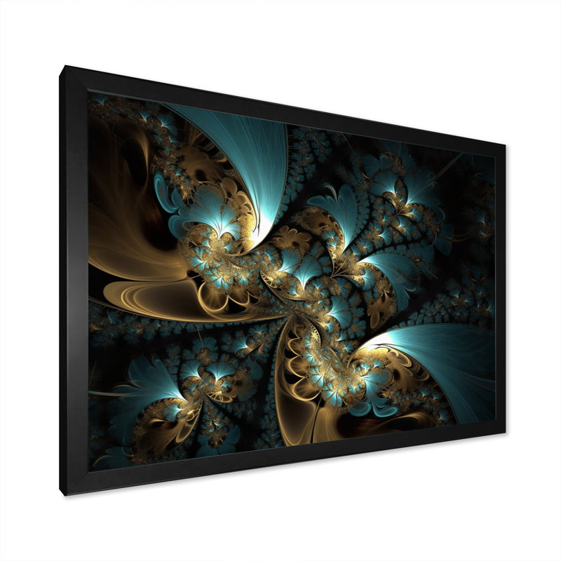 Mélanges bleus et dorés de l'ordre infini III - impression, Cadre photo noir, H 24 po x l 32 po x P 1 po