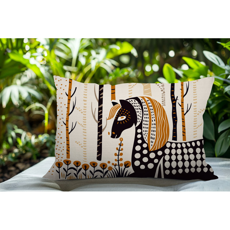 Coussin lombaire réversible intérieur / extérieur niko Horse, Orange, Rectangle H 18 po x l 25 po