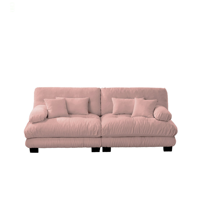 Cloud Couch 2 Seater Sofa For Living Room, Chenille 2 - Seat Sofa With 2 Lumbar Pillows And 2 Throw Pillows,Chenille Pink